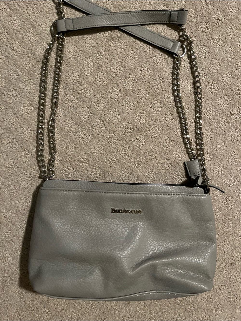 Enzo Angiolini Gray Leather Chain Strap Crossbody Bag